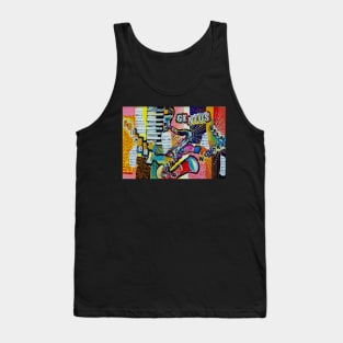 Expresstionist Cubist Saxophone Goldern Icon 902 Tank Top